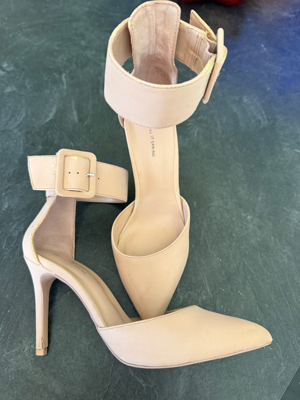 Call It Spring Nude Pointed-Toe Ankle-Strap Stiletto Heels